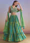 Green Crepe Bridesmaid Lehenga With Paisley Print