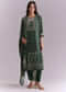 Green Crepe Kurta Set With Indie Print And Moti Detail