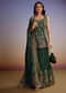 Green Crepe Printed Palazzo Suit With Gotta Work