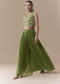 Green Crop Top Silk Palazzo Set with Sequin Work