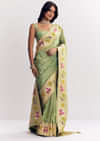 Green Dola Silk Paithani Saree With Dollar Butti And Multicolor Motif