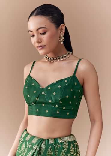 Green Dola Silk Woven Saree with Blouse Fabric