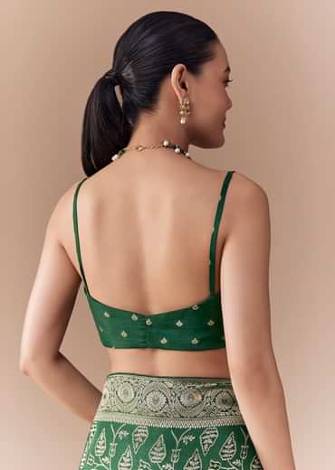 Green Dola Silk Woven Saree with Blouse Fabric