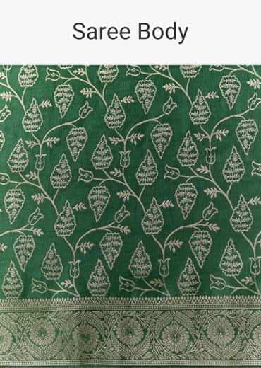 Green Dola Silk Woven Saree with Blouse Fabric