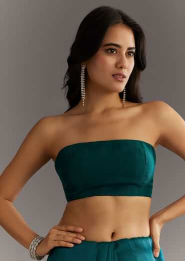 Green Embellished Tissue Saree With Embroidered Cutdana Sequin Border