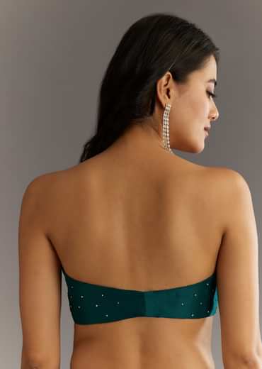 Green Embellished Tissue Saree With Embroidered Cutdana Sequin Border