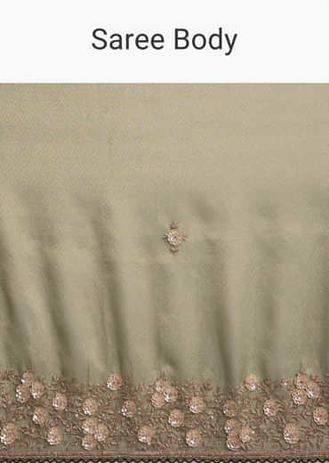 Green Jacquard Tissue Saree With Heavy Hand Embroidery