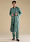 Green Linen Mens Kurta Set with Dupatta