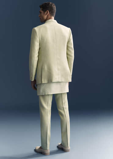 Green Matka Silk Jodhpuri Suit For Men With Hand Embroidery