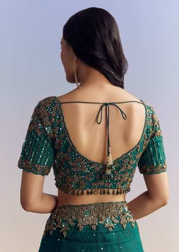 Green Net Saree Featuring Heavy Embroidered Border