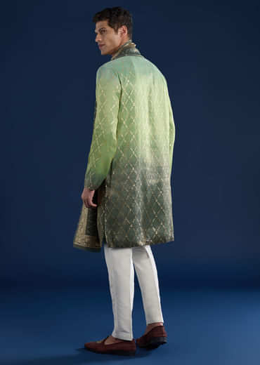 Green Ombre Silk Kurta Set with Dupatta