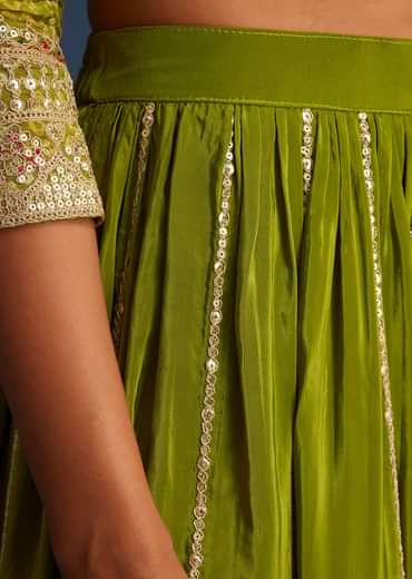 Green Organza Bandhani Print Palazzo Set