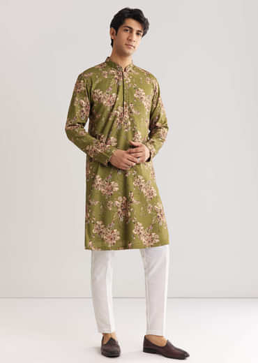 Green Pashmina Kurta Set With Sequin And Beaded Embroidery