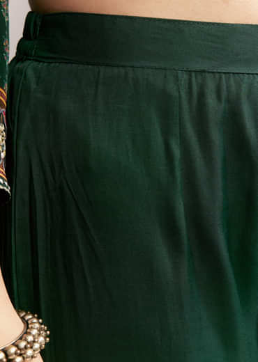 Green Printed Anarkali Set