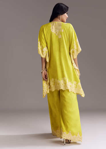 Green Printed Co-Ord Set With Mirror Work