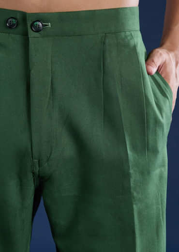 Green Sequin Work Mens Kurta and Pant Set