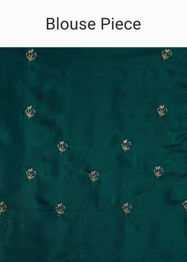 Green Shaded Tissue Saree With Cutdana Sequins And Beads Embroidery And Scallop Border