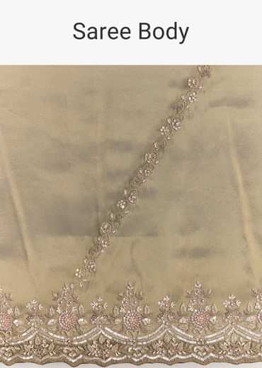 Green Shaded Tissue Saree With Embroidered Borders