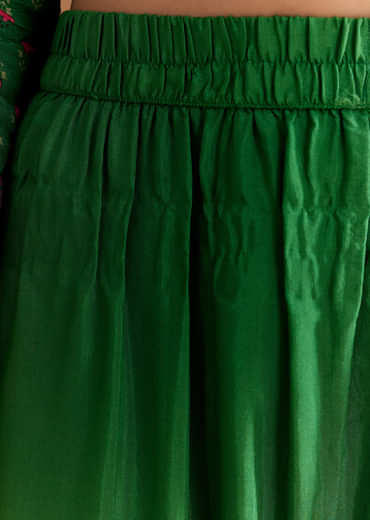 Green Silk Anarkali Suit With Floral Print And Hand Embroidery