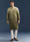 Green Silk Foil Kurta Set For Men With Sequins Embroidery