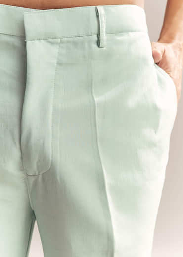 Green Silk Kurta Jacket Set For Men With Heavy Embroidery