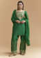 Green Silk Kurta Set With Gota Work