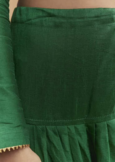Green Silk Kurta Set With Gota Work
