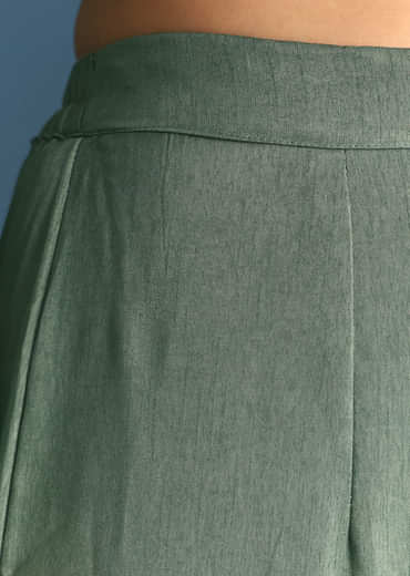 Green Silk Kurta Set With Moti And Cutdana Sharara