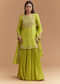Green Silk Palazzo Suit With Sequins And Cutdana Work