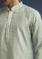 Green Textured Jacquard Kurta Set For Men