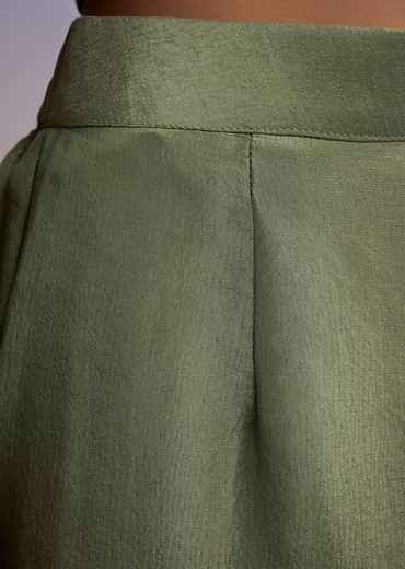 Green Tissue Anarkali Suit With Gotta Work And Dupatta