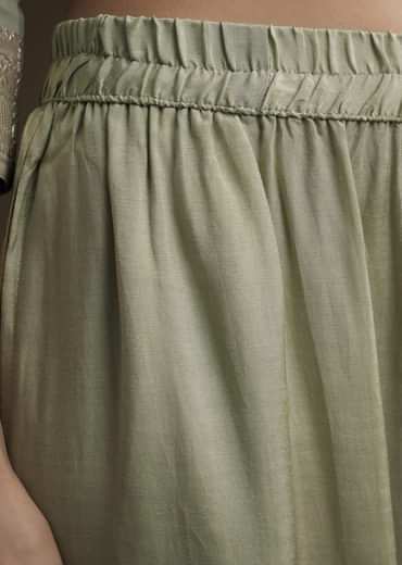 Green Tissue Kurta Set With Cutdana And Sequins Embroidery