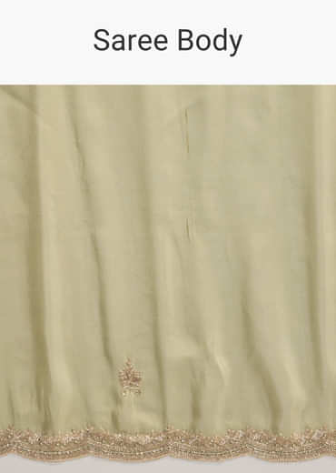 Green Tissue Saree with Cutdana and Sequin Embroidery