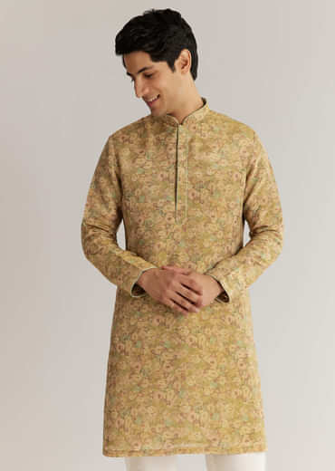 Green Tissue Stone Sequins Kurta Jacket Set