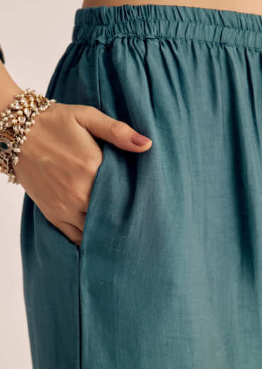 Green Zardosi Work Dola Silk Kurta Set With Dupatta