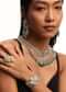 Green And Silver Handcrafted Necklace Set In Mix Metal