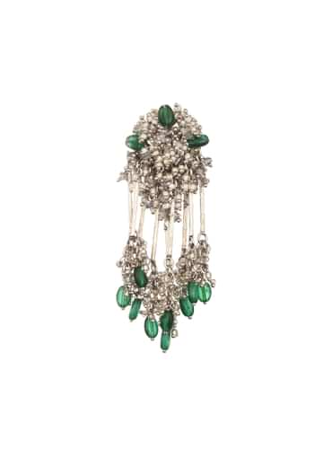 Green And Silver Handcrafted Necklace Set In Mix Metal