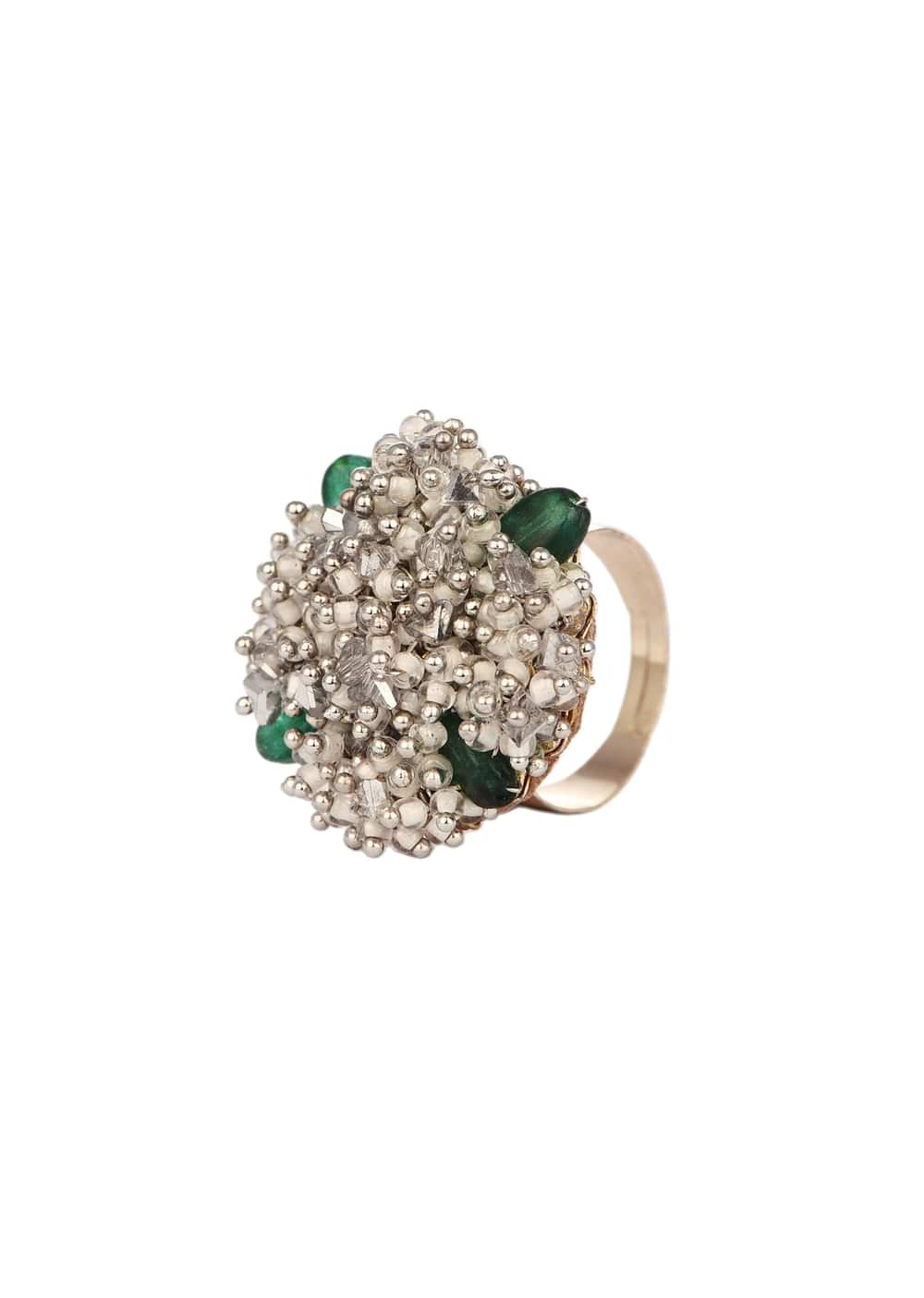 Green And Silver Handcrafted Necklace Set In Mix Metal