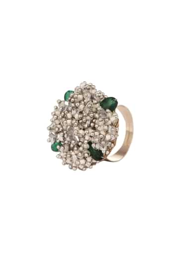 Green And Silver Handcrafted Necklace Set In Mix Metal