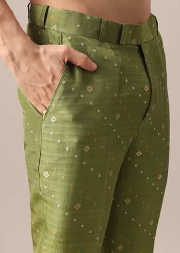 Green Brocade Kurta And Pant Co-ord Set