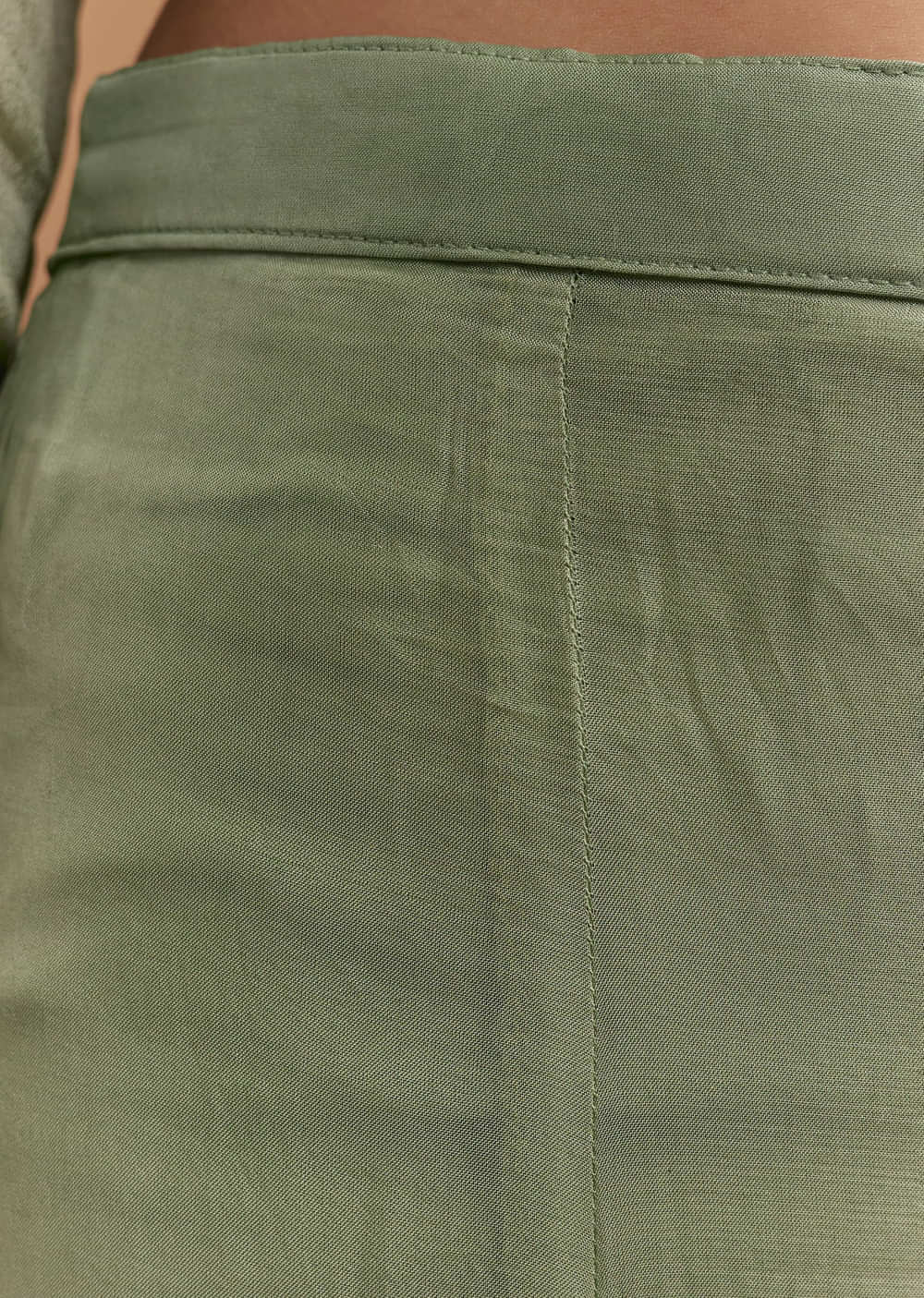 Green Chinon Palazzo Suit With Moti And Cutdana Embroidery