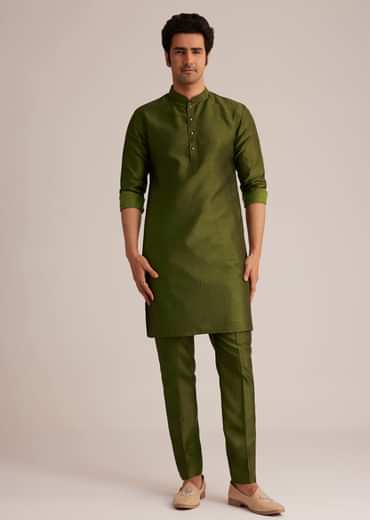 Green Embroidered Nehru Jacket With Bird Detailing