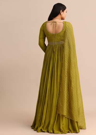 Moss Green Embroidered Anarakali Set