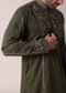 Green Festive Linen Kurta Set For Men