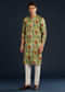Green Floral Print Silk Kurta Set