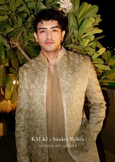 Green Foil Embroidered Jodhpuri Jacket Set With Detailed Organza Kurta