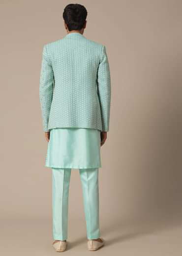 Green Jacquard Jacket Set