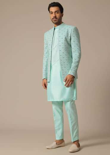 Green Jacquard Jacket Set