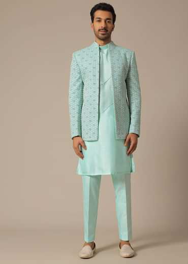 Green Jacquard Jacket Set