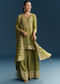 Green Jacquard Palazzo Suit With Banarasi Jacquard Weave